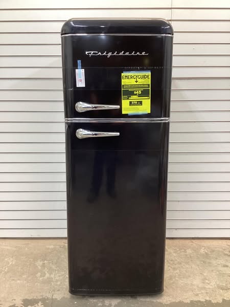 Frigidaire 7.5 cu. ft. Mini Fridge in Black with Rounded Corners and Top Freezer