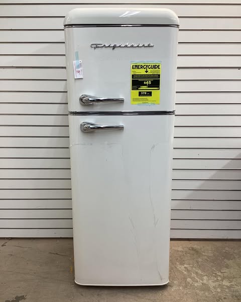 Frigidaire 7.5 cu. ft. Mini Fridge in Cream with Rounded Corners and Top Freezer