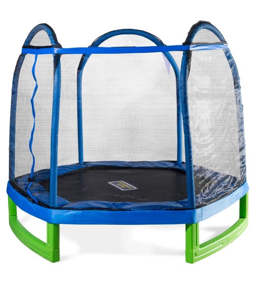 My First Kids Trampoline with Safety Enclosure Net and Foam Pad, 7FT Round