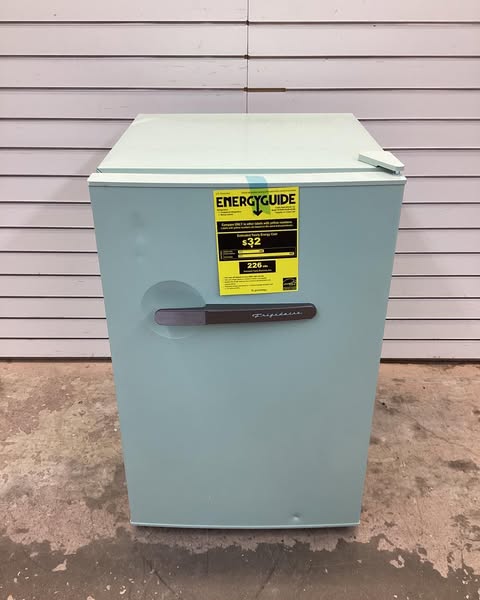 Frigidaire 4.5cu. ft. Mini Refrigerator Retro Style in Sage Green Color with Side Bottle Opener