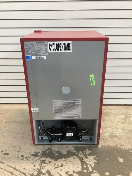 Frigidaire 4.5cu. ft. Mini Refrigerator in Retro Style Bar Fridge with Side Bottle Opener in Merlot Red Color