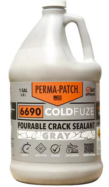 PERMA-PATCH Crack Filler: 6690 ColdFuze, Gray, Asphalt, 128 oz Container Size, Jug