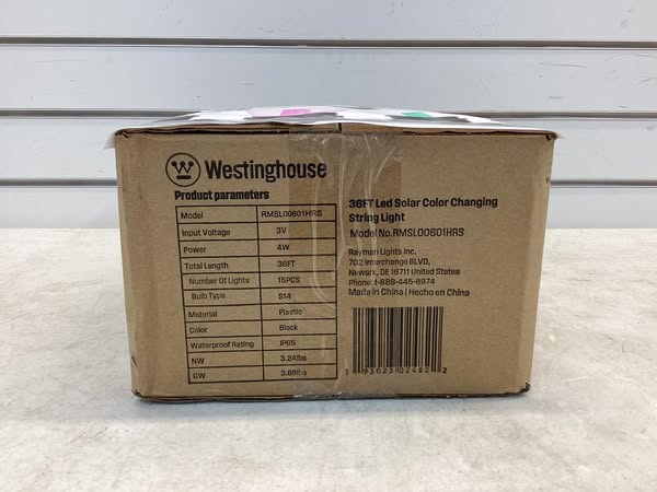 Westinghouse 36' Solar Powered LED Color Changing String Light Set, 15 Bulbs with Remote Control