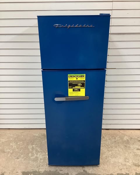 Frigidaire 21.5 in. 7.5 cu. ft. Mini Refrigerator with Top Freezer and Chrome Handles in Blue