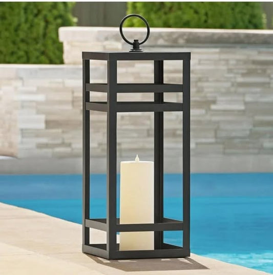 Becki Owens 28" Black Lantern with Flameless Pillar Candle