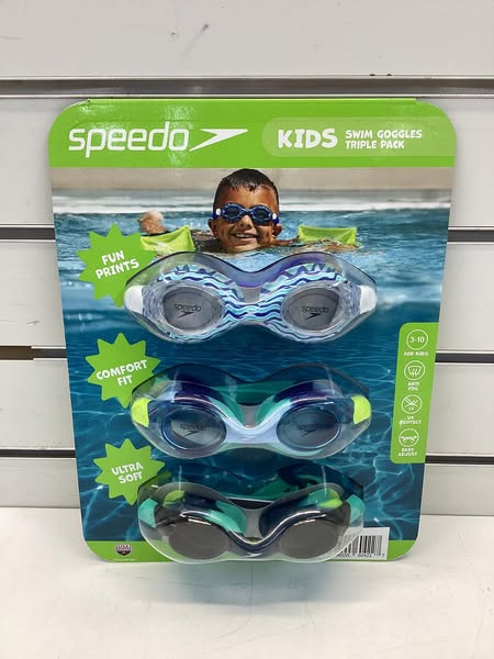 Speedo Kids Swim Goggles 3-Pack – Flexible Leak-Proof Fit, Ages 3-10, Comfortable & Durable Swimming Goggles (Boys)