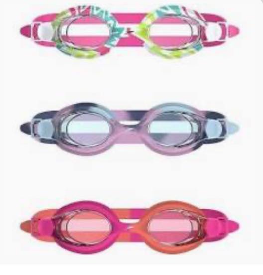 Speedo Kids Swim Goggles 3-Pack – Flexible Leak-Proof Fit, Ages 3-10, Comfortable & Durable Swimming Goggles (Girls)