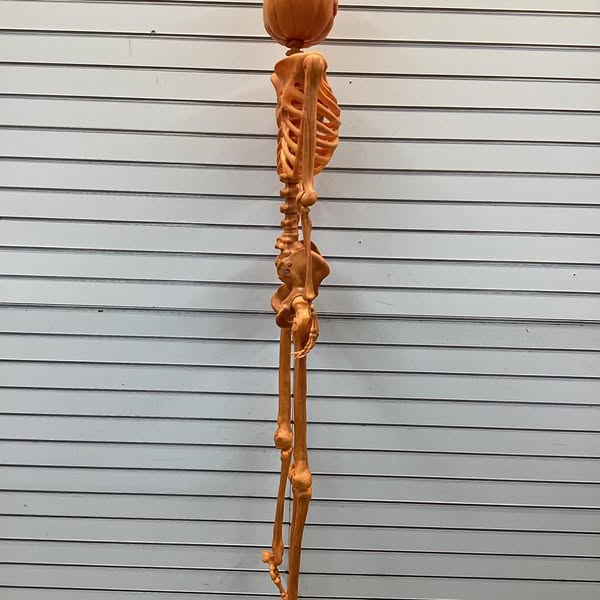 60" Poseable Lifesize Pumpkin Skeleton Halloween Decorative Prop Orange - Hyde and EEK! Boutique