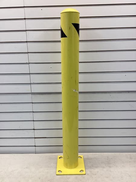 Bollard: Bolt-On, 42 in Install Ht, 4 1/2 in Dia, Carbon Steel, Yellow