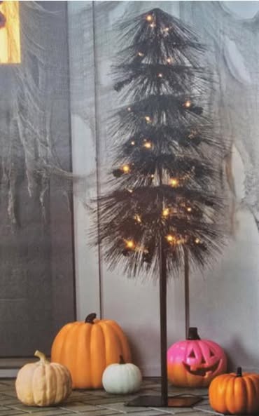 Hyde & EEK! Halloween 46" H LED Black Eerie Christmas Tree w/dewdrop bulbs