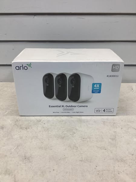 Essential XL 3-Camera Outdoor Wireless 2K Security Camera (2nd Generation) with 4x Longer Battery Life - White