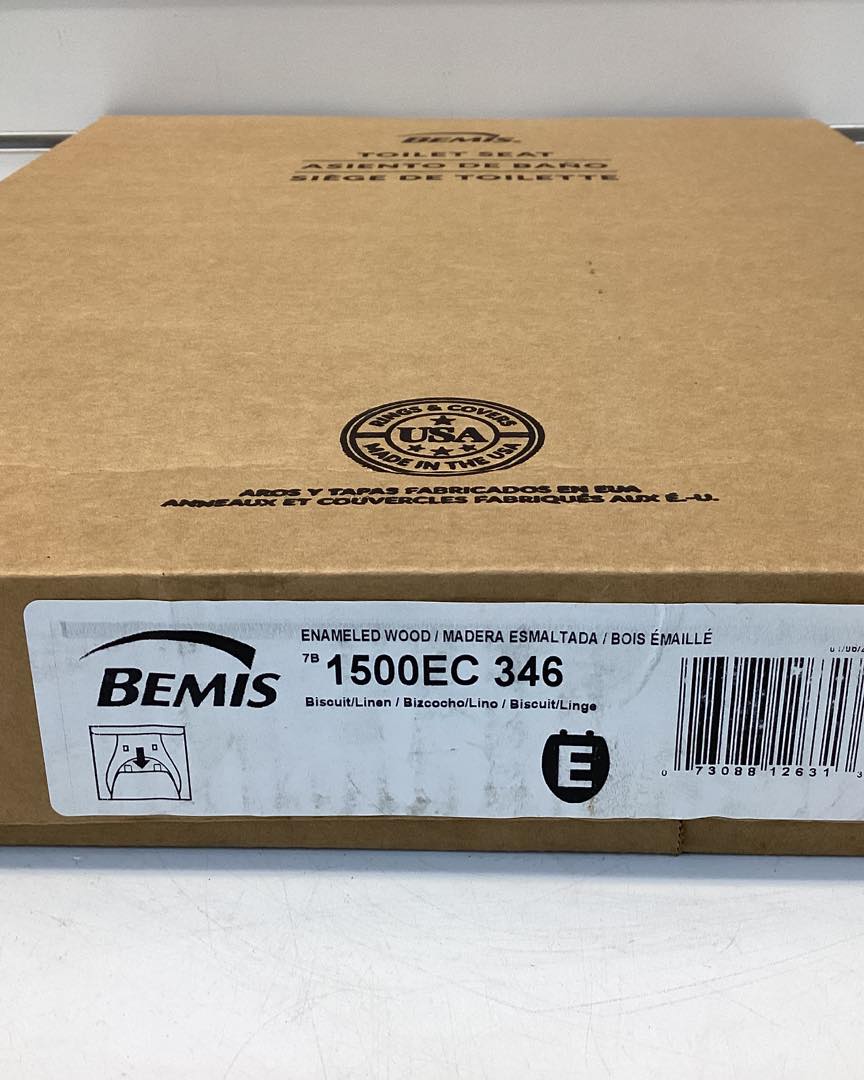 BEMIS Elongated Enameled Wood Removes for Easy Cleaning Toilet Seat in Biscuit