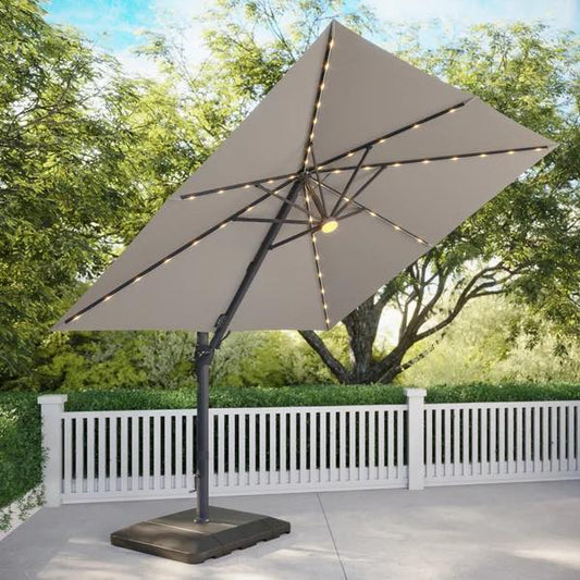 Seasons Sentry 10' Square Solar LED Cantilever Umbrella - Lightly Used