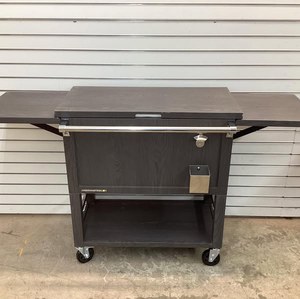 Permasteel 100-quart Patio Cooler & Indoor Beverage Cart with Side Shelves