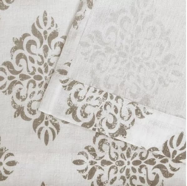 Nagano Taupe Medallion Sheer Rod Pocket Curtain, 54 in. W x 96 in. L (Set of 2)