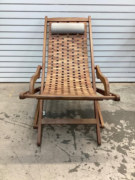 Outdoor Interiors Folding Eucalyptus Swing Outdoor Lounge Chair with Head Pillow