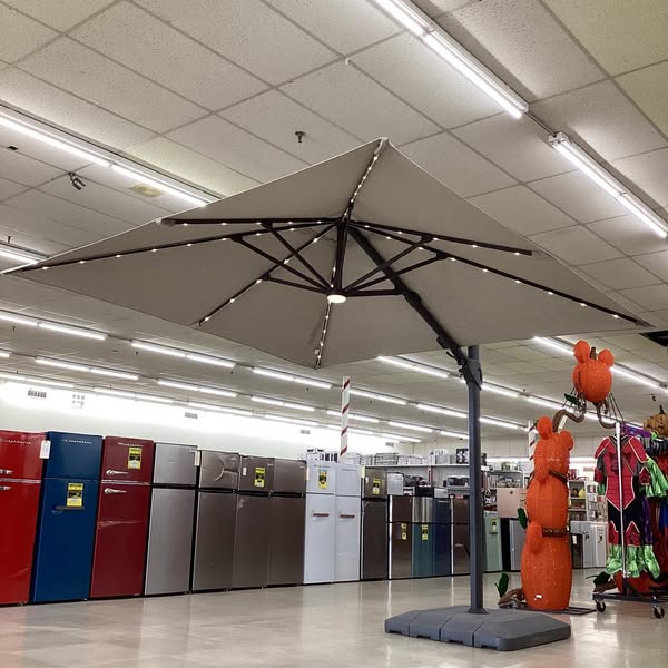 Seasons Sentry 10' Square Solar LED Cantilever Umbrella - Lightly Used