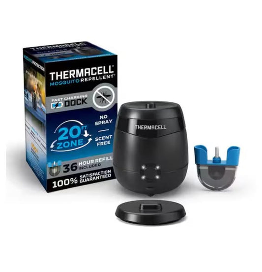 Thermacell Rechargeable Outdoor Mosquito Repeller with Fast Charging Dock in Black 20 ft. Coverage and Deet Free