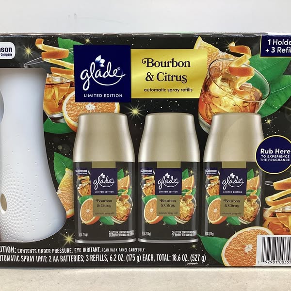 Glade Automatic Spray Air Freshener, Bourbon & Citrus, 1 Device + 3 Refills