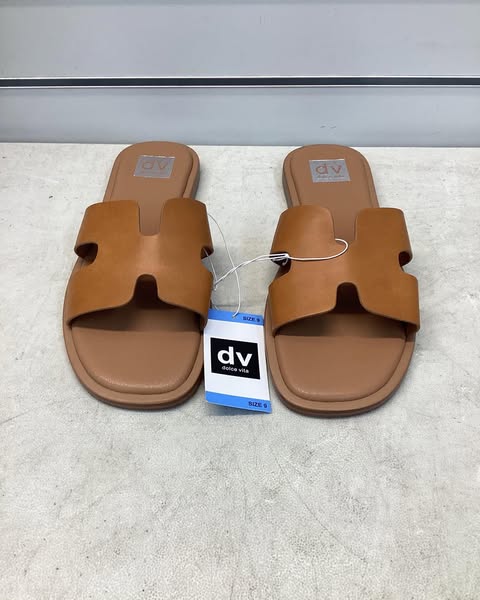 DV Dolce Vita Women's H-Band Slide Sandal, Size 9, Color Brown