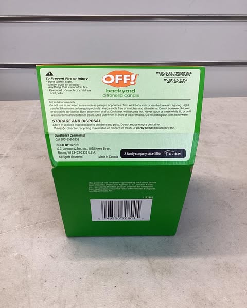 OFF! Citronella Candle Outdoor Bug Deterrent Mosquito Candle - 18 oz