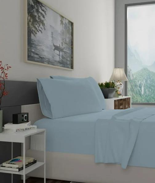 Purity Home Brushed Organic Cotton Percale Sheet Set, Full Size, Color Aqua