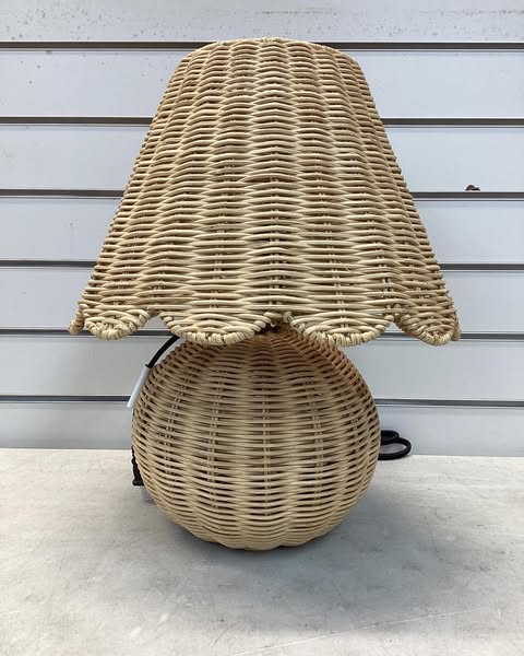 Threshold Table Lamp with Woven Base and Woven Shade