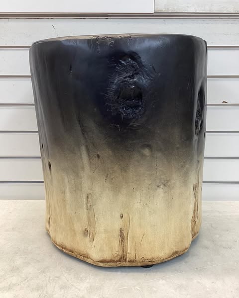 Irregular Ombre Wooden Stump Outdoor Patio Accent Table