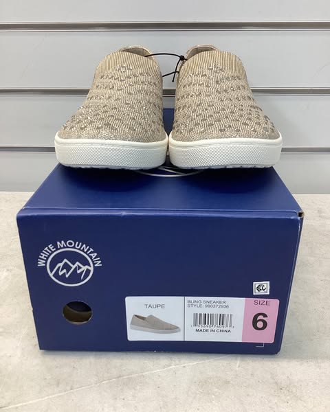 White Mountain Women's Bling Sneaker, Size 6, Color Taupe
