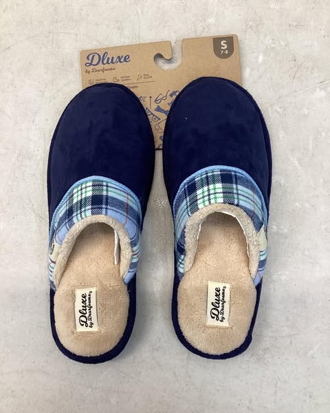 Dearfoams Memory Foam Men’s Comfy Slippers  Navy Blue Size Small (7/8)