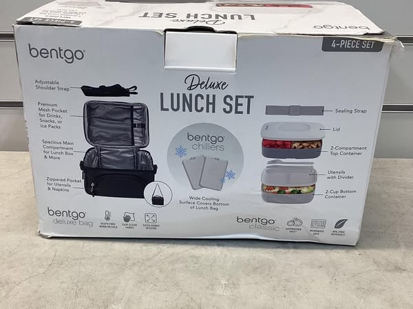 Bentgo 4-Piece Deluxe Set With Insulated Lunch Bag, Ice Packs & Bento Classic