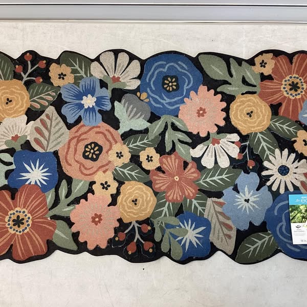 Apache Mills 1'6"x2'6" Recycled Boho Floral Doormat Beige: Outdoor Welcome Mat, Skid-Resistant, UV & Stain-Resistant