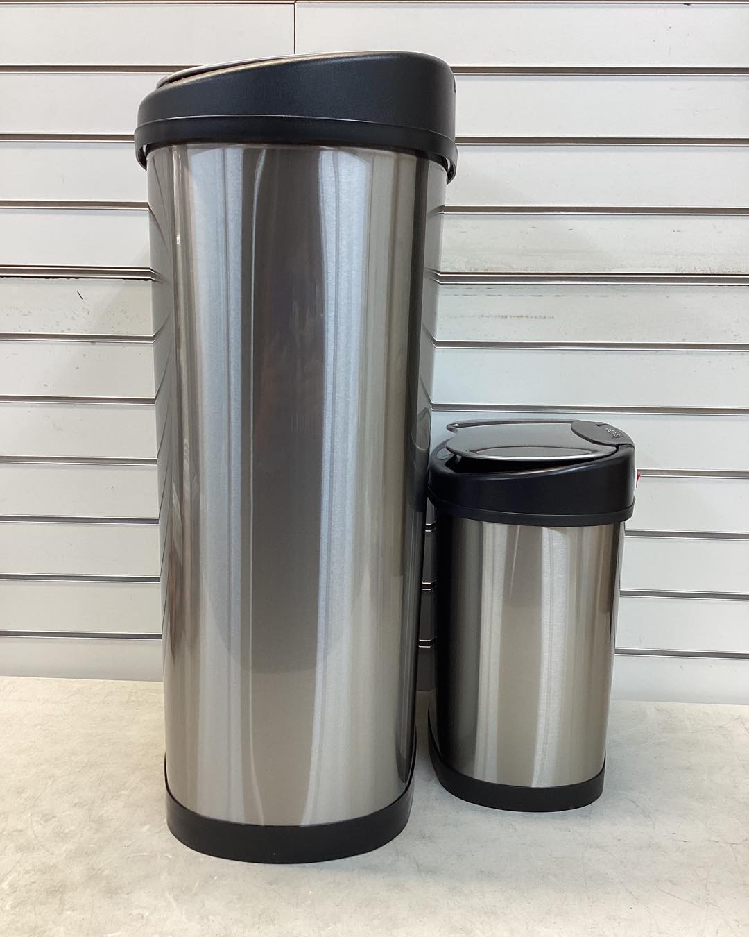 Nine Stars Automatic Kitchen Trash Can Combo, 13 Gallon + 3 Gallon Stainless Steel, Motion Sensor Hands-Free Soft-Close Lid Garbage Bin