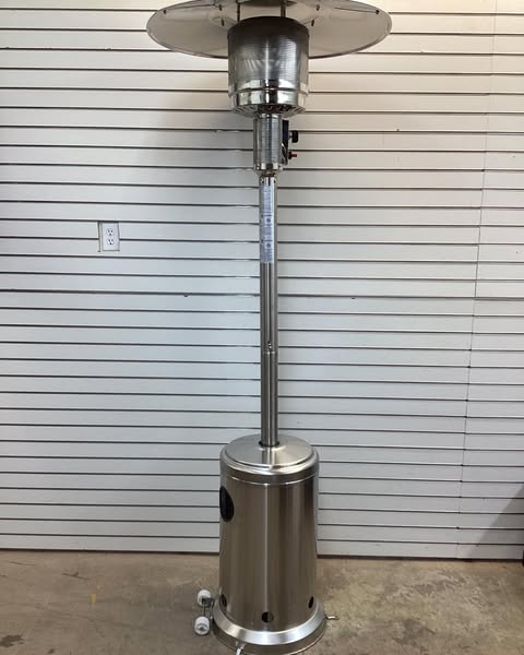 Patio Heater, Outdoor Patio Stainless Steel Heater Tower 48000 BTU for Commercial & Residential Use with Easy to Use Ignition System. Works with 20 lb Propane Tanks