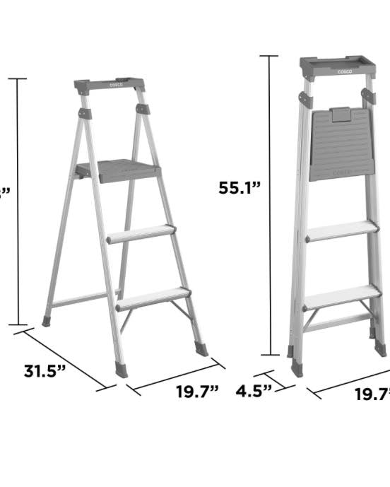 Cosco Lite Solutions 3-step Step Stool, 9ft 3in Max Reach