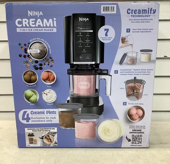 Ninja CREAMi 7-in-1 Ice Cream & Sorbet Maker with Additional Pints - Lightly Used