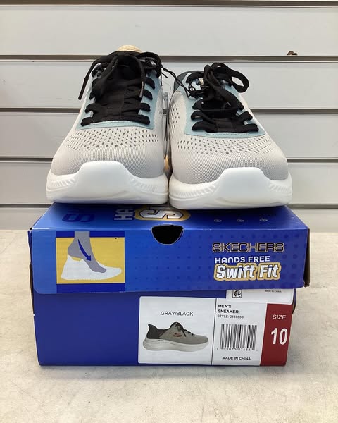 Skechers Men's Hands Free Swift Fit Lite-Foam Sneaker, Size 10, Color Gray/Black
