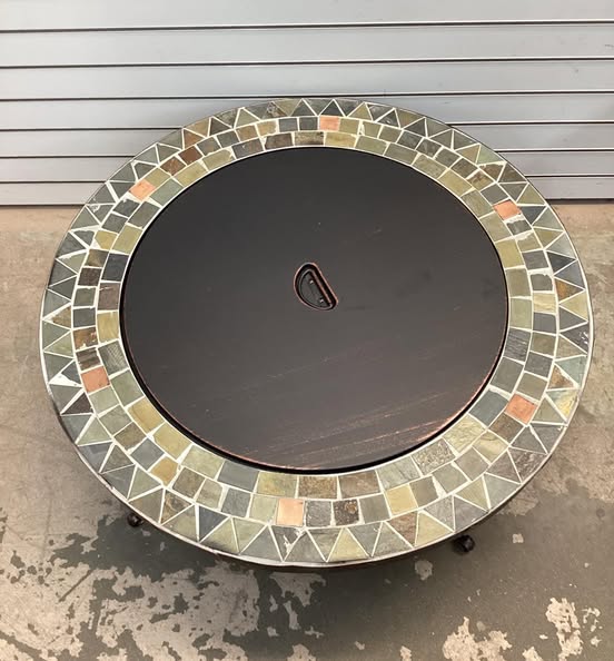 Pleasant Hearth Juniper 34 in. Wood Slate Fire Pit