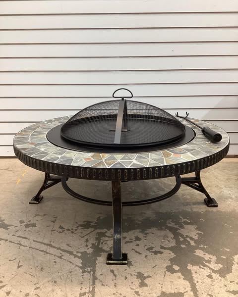 Pleasant Hearth Olivia 34 in. Wood Slate Fire Pit