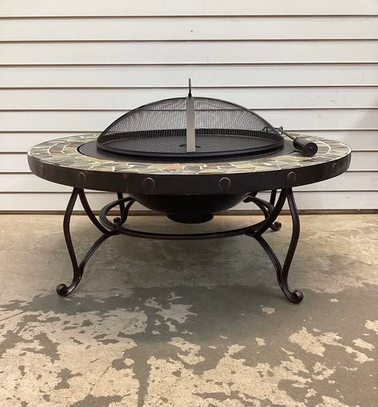 Pleasant Hearth Juniper 34 in. Wood Slate Fire Pit