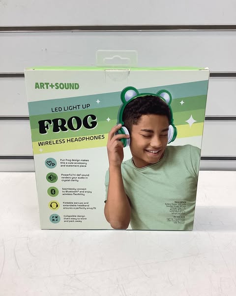 ART+SOUND LED Light Up Frog Bluetooth Wireless / Wired Headphones: Built-In Microphone
