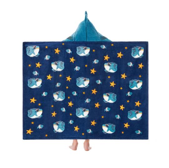 Member's Mark Shark 100% Cotton Kids' Hooded Towel With Hand Pockets