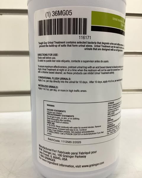 Tough Guy Urinal Cleaner, 1 qt. Cleaner Container Size, Bottle Cleaner Container Type, Bubblegum Fragrance, 32 oz