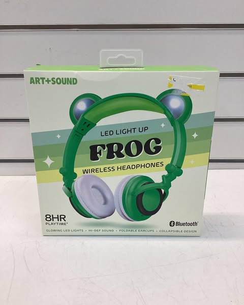 ART+SOUND LED Light Up Frog Bluetooth Wireless / Wired Headphones: Built-In Microphone