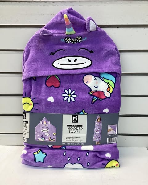 Member's Mark Unicorn 100% Cotton Kids' Hooded Towel With Hand Pockets