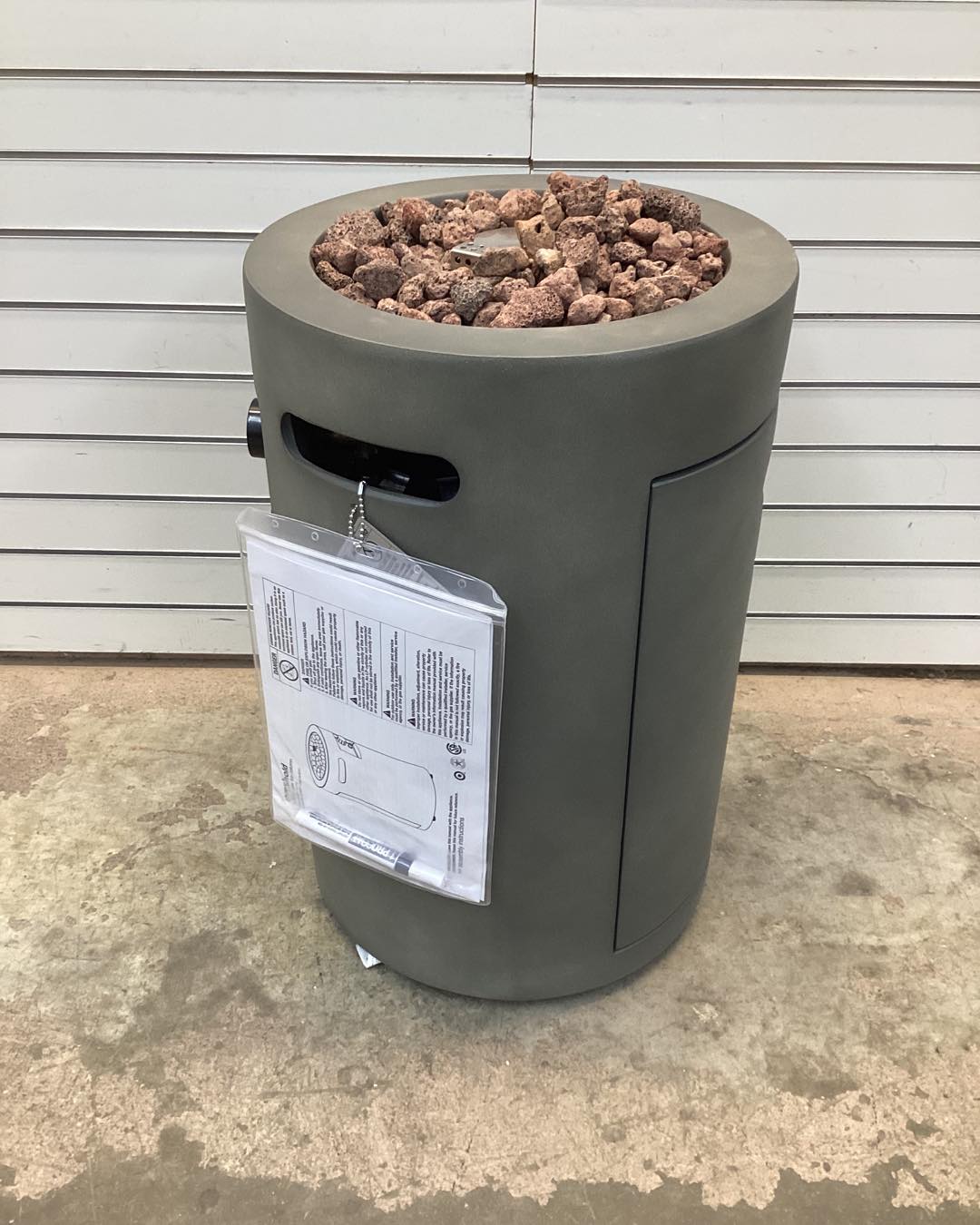 Threshold  25" Pipestone Outdoor Column Fire Pit Gray