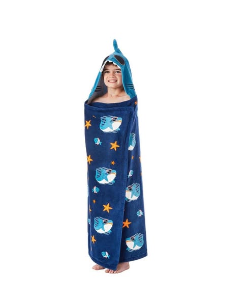 Member's Mark Shark 100% Cotton Kids' Hooded Towel With Hand Pockets