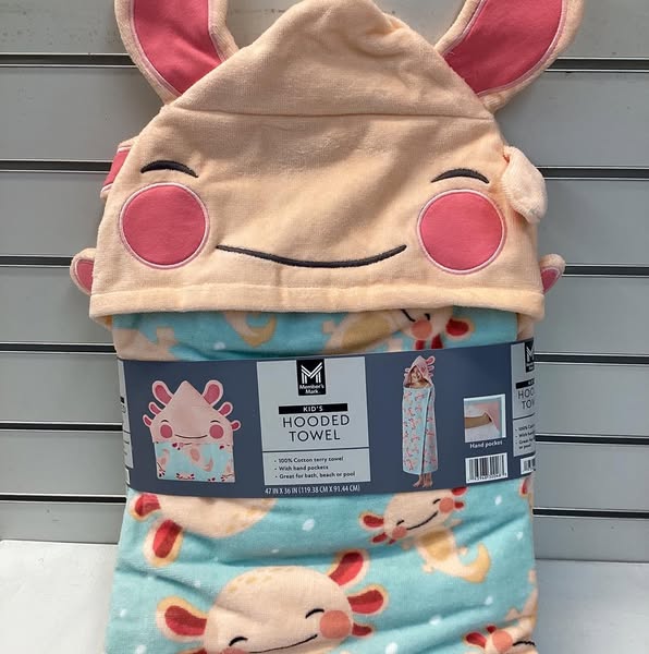 Members Mark Axolotl Cotton Kids' Hooded Towel With Hand Pockets