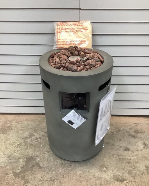 Threshold  25" Pipestone Outdoor Column Fire Pit Gray