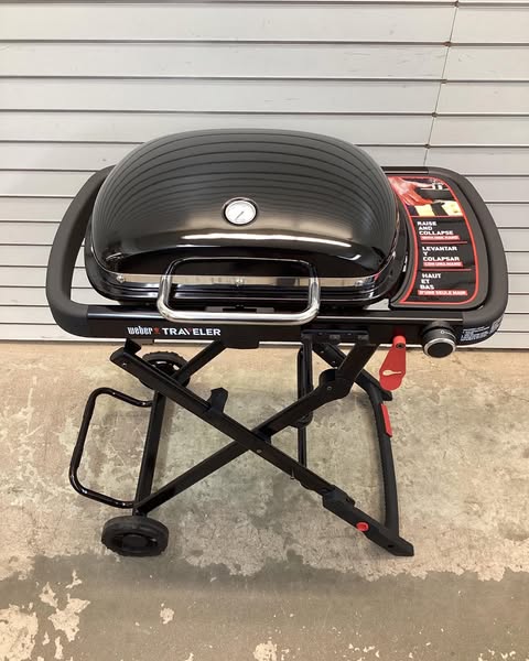 Weber Traveler Compact Portable Propane Gas Grill in Black